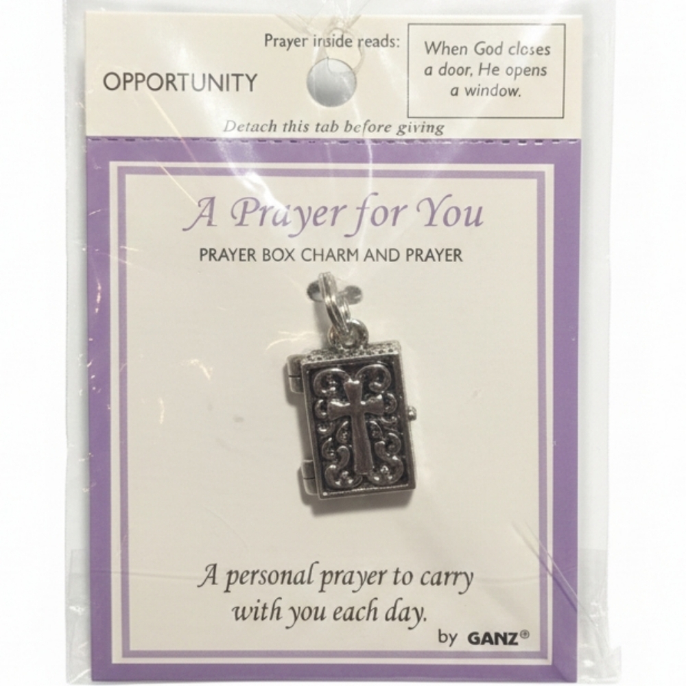 "Opportunity Prayer"GANZ Silver Box Charm Locket with Cross Design